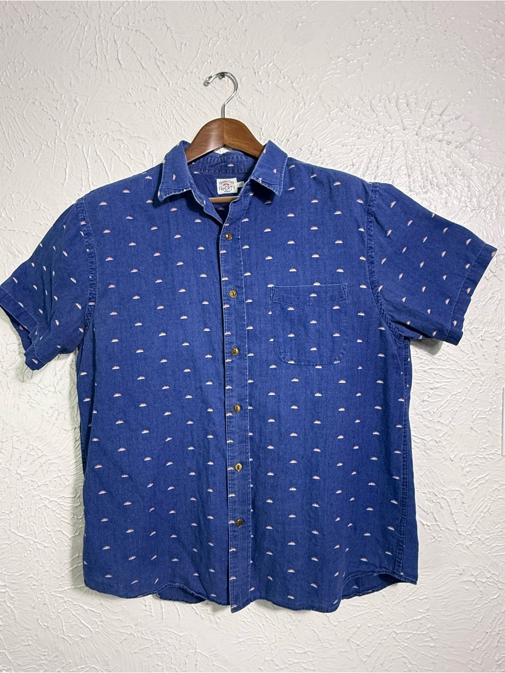 Source Unknown Men's Navy Blue Short-Sleeve Button-Down Shirt